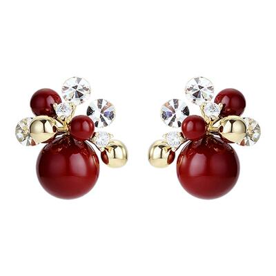 卡洛美绯珠星团耳环女2025新款爆款轻奢高级感小众气质耳钉耳饰品