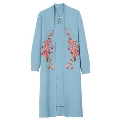 秋冬两件中老年风旗袍过膝妈妈装