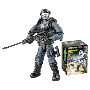 幽灵特遣队 军事野战 积木人仔 关节人可动 带武器 男孩礼物盲盒