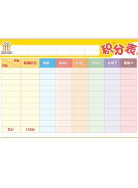 儿童成长自律表家用孩子积分奖励贴纸