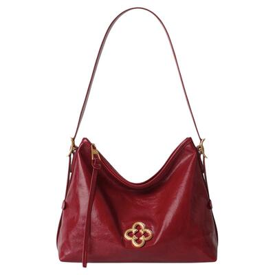 卡思乐MINI松涛小托特包植鞣牛皮单肩斜挎hobo包红色新娘婚包女