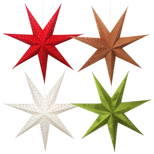 新年春节植绒七角星装饰品商场珠宝店幼儿园挂饰多色场景布置吊饰