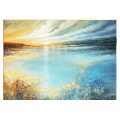 纯手绘抽象风书房金属有框装饰画