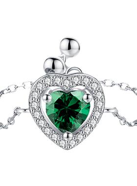 纯银镶嵌心形锆石时尚个性