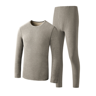 CarreKenbt山羊绒男士保暖内衣套装加厚德绒冬季纯色棉质保暖衣男