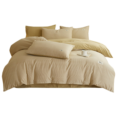 梦蔻2024新款纯棉床上四件套极简纯色简约风加厚裸感亲肤四件套