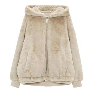 羊羔毛外套女秋冬2025新款宽松短款立领加绒加厚保暖上衣棉服连帽