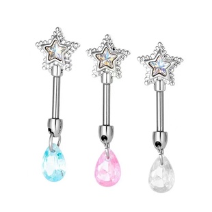星星水钻吊坠高位耳钉耳骨钉女小众设计简约感钛钢粗针穿刺耳饰