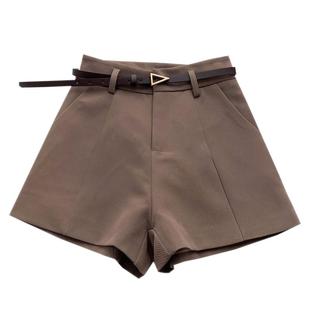 2025夏季新款时尚百搭高腰显瘦西装短裤休闲裤阔腿裤短裤配皮带女