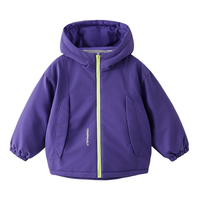 男童夹棉冲锋衣棉服2025秋冬装新款儿童男孩防水加厚连帽棉衣外套