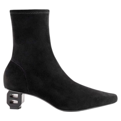 heelz设计师手工鞋履 ｜H灯笼跟弹力羊翻毛皮瘦瘦靴4.5公分