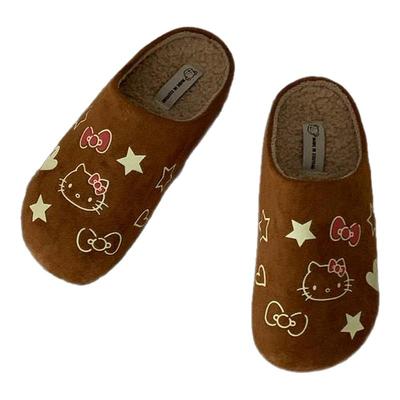 细细条三丽鸥KT猫勃肯棉拖鞋女