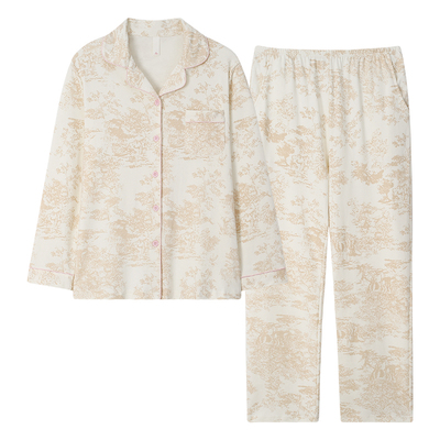 睡衣女春秋季纯棉长袖高级感套装