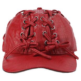 GENZERO「braids」黄子弘凡同款棒球帽绑带拉链皮质弯檐帽鸭舌帽