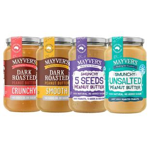 澳洲原装进口mayvers面包花生酱麦富氏减脱无糖精脂0无添加盐脂肪
