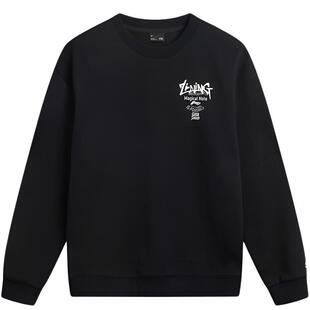 李宁加绒卫衣男女款春季新款宽松保暖加厚防静电休闲圆领运动上衣