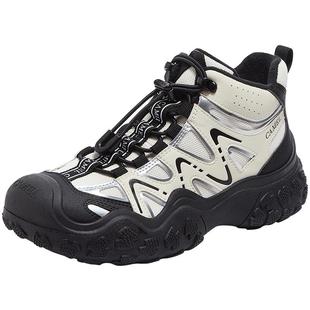 骆驼女鞋秋冬厚底高帮鞋女户外登山鞋加绒老爹鞋棉鞋保暖靴子