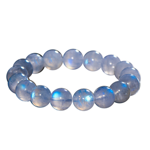 PLSTONE普琳丝天然斯里兰卡冰种玻璃体强蓝光白月光石手链女手串