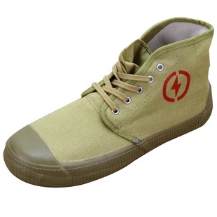 双钱牌5kv帆布电工绝缘鞋加厚橡胶底防滑劳保民工高帮解放黄胶鞋