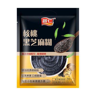 智仁核桃黑芝麻糊黑芝麻粉600g袋独立小包装营养早餐冲饮代餐食品
