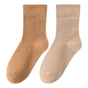 儿童袜子秋冬纯棉无骨袜男女童冬季中筒童袜女孩宝宝冬款白色棉袜