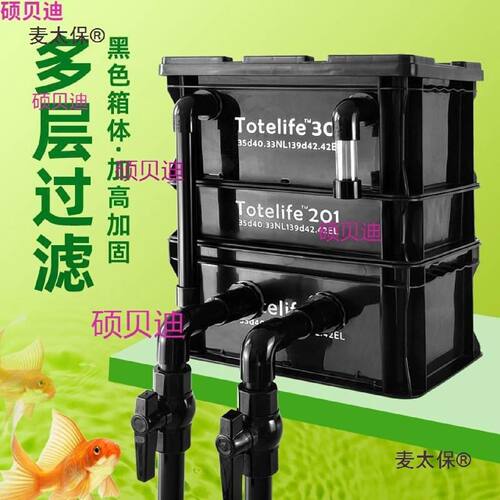 鱼盆周转箱鱼池过滤箱上置滴流盒外置水循环黑色鱼缸过滤器包邮