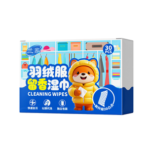 兰家羽绒服清洁湿巾强力去污校服冲锋衣家用免洗去渍湿纸巾便携