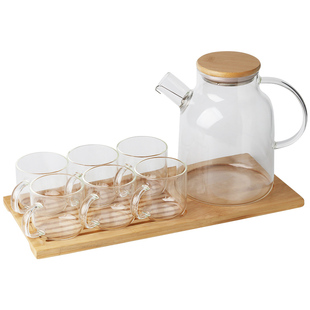 玻璃水壶大容量耐高温家用日式简约茶壶凉水壶冷水壶带托盘套装