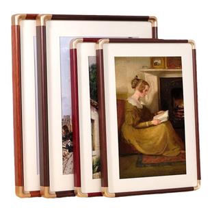 仿铜角实木大相框挂墙画框a4A3照片外空框架定制尺寸8k装裱高级感