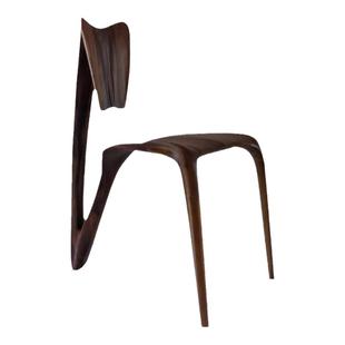 设计师艺术异形全实木椅子胡桃木靠背椅家用小户型高级感意式餐椅