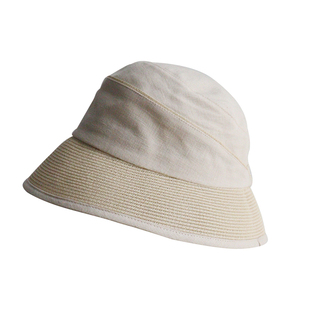 春夏季日系透气亚麻渔夫帽轻薄优雅圆顶太阳帽草编遮阳防晒遮阳帽