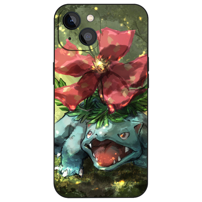 妙蛙花宝可梦手绘插画手机壳适用iPhone16硅胶11防摔12全包XS卡通13苹果15ProMax小众高级感玻璃动漫神奇宝贝