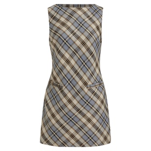 CIDER格纹船领设计感迷你短款直筒连衣裙女装114783144