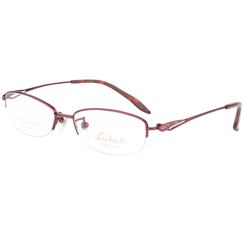 超轻新款半框近视眼镜框女款钛架商务眼镜架女 配防蓝光眼镜D7014