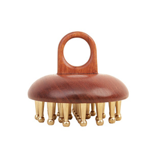 檀木指环黄铜按摩梳疏通经络揉腹部按摩肚子全身用养生精油带脉刷