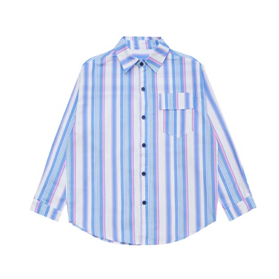 纯棉条纹衬衫复古日系条纹