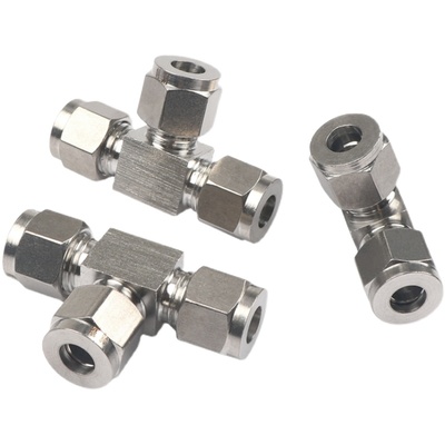 304/316不锈钢卡套三通中间接头双卡套等径变径三通T型精品681012