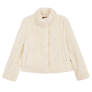 YINER音儿专选2025冬季新款月牙纹短款立领母貂拼貂水貂毛皮草