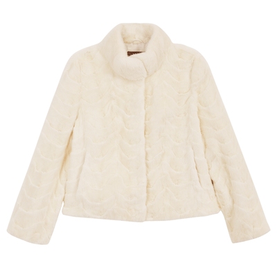 YINER音儿专选2025冬季新款月牙纹短款立领母貂拼貂水貂毛皮草