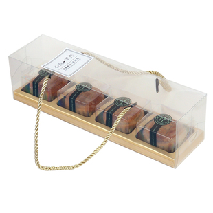 透明月饼包装盒创意手提广式冰皮绿豆糕高档酒店礼盒包装 3/4粒