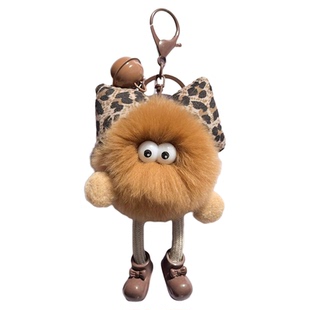 真獭兔毛可爱小煤球包包挂件书包精致公仔挂饰卡通玩偶汽车钥匙扣