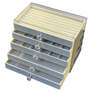 五层首饰收纳亚克力首饰盒抽屉式桌面戒指项链耳饰耳环收纳盒饰品