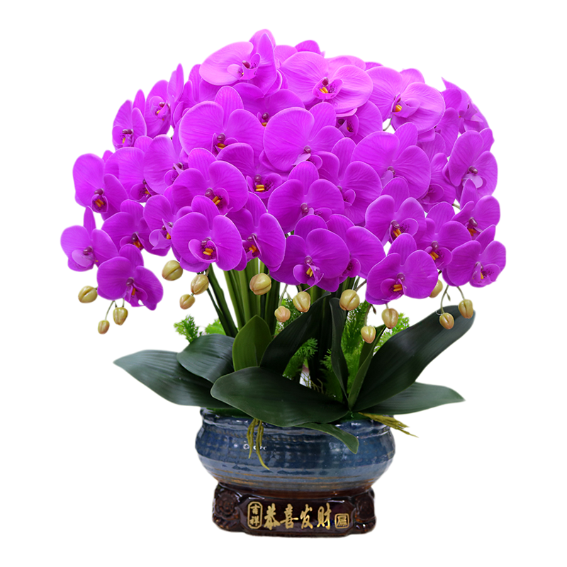高仿真大盆保湿手感蝴蝶兰客厅茶几装饰花电视柜玄关公司送礼摆件
