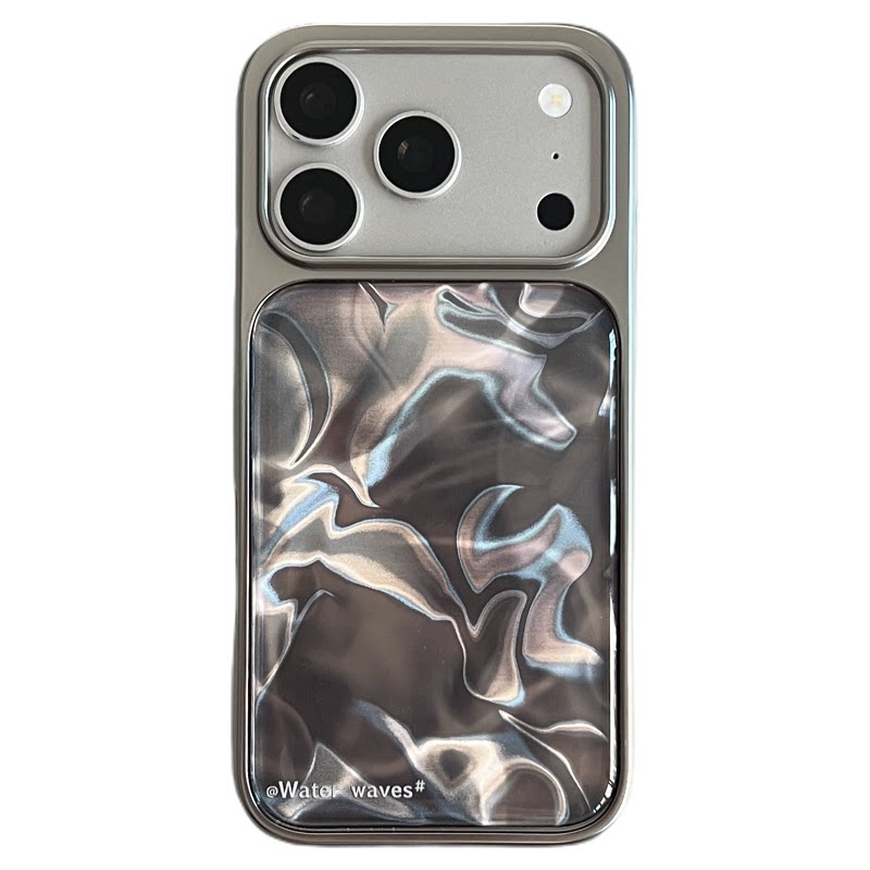 韩系ins简约银色水波纹苹果17手机壳适用iPhone16promax小众高级感15pro超好看独特超火男女新款14全包