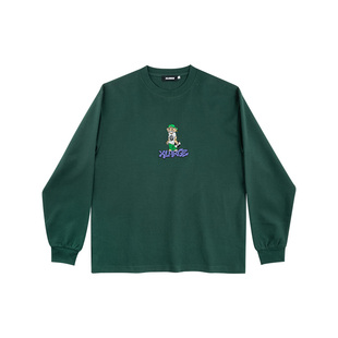 XLARGE男款休闲潮牌简约打底衫上衣2025新款秋季圆领绣花长袖T恤