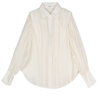 设计感褶皱灯笼袖衬衫