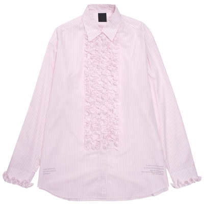 VVNK JANE PLUS春季荷叶边装饰条纹衬衫女J510476003A