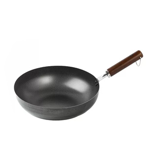 日本进口吉川乡技木柄炒菜平底锅燃气电磁炉通用铁锅炒锅 无涂层