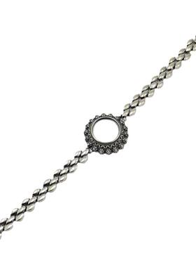 男女款S925纯银DIY镶嵌手镯空托