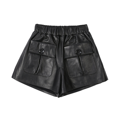 宽松松紧腰黑色短裤休闲裤